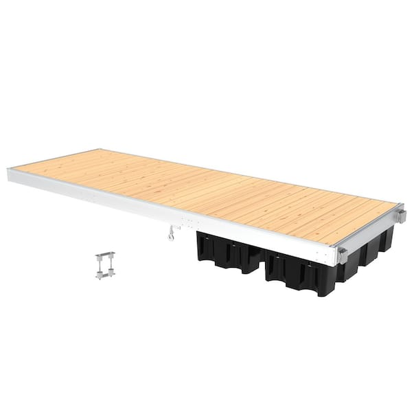 QPF-495 5 ft. x 15 ft. Semi-Floating Aluminum Dock Kit with Kiln-dried Cedar Decking