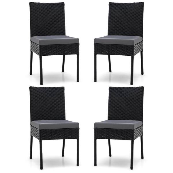 Costway Rattan Wicker Outdoor Patio Dining Chairs Set Cushioned Seat
