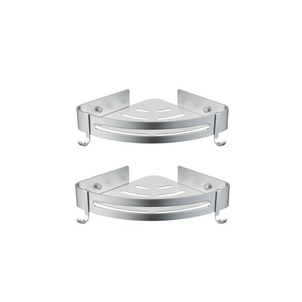 Nestfair 8 in. W x 8 in. D x 3 in. H Stainless Steel Wall Mount Bathroom Shelf in Silver (Set of 2)