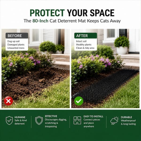 Black 80 in. x 11 in. Plastic Garden Spike Indoor and Outdoor Kitchen Mat Prickle Strip Digging Stopper