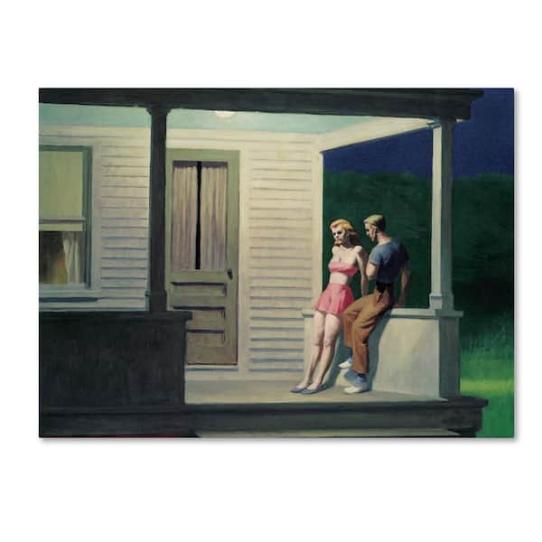 Trademark Fine Art 14 in. x 19 in. Summer Evening by Edward Hopper Floater Frame People Wall Art
