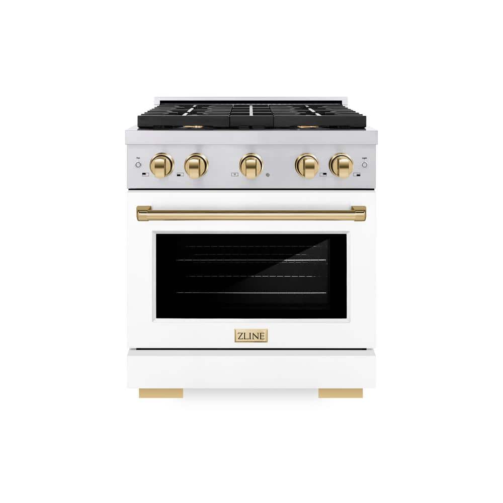Paramount 30 in. 4-Burner Dual Fuel Range with Convection Oven in Stainless Steel, Matte White, and Polished Gold price history on PriceWatchPro