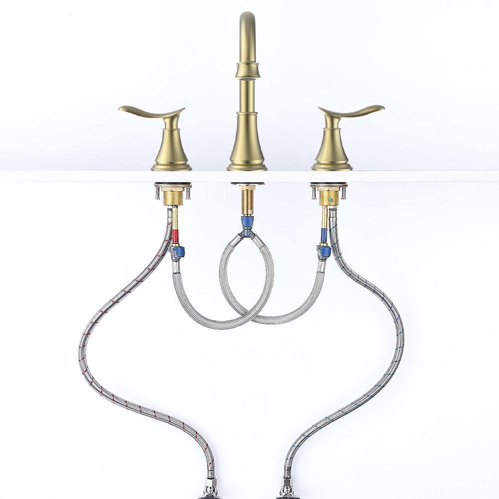Brushed Gold 8-Inch Widespread Double Handle Bathroom Faucet