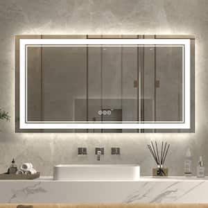 55 in. W x 30 in. H Large Rectangular Frameless Anti-Fog Wall Bathroom Vanity Mirror in Silver