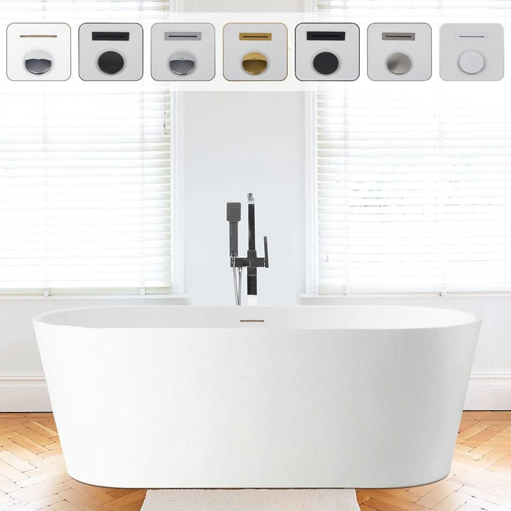 67" x 32" White Freestanding Acrylic Soaking Bathtub