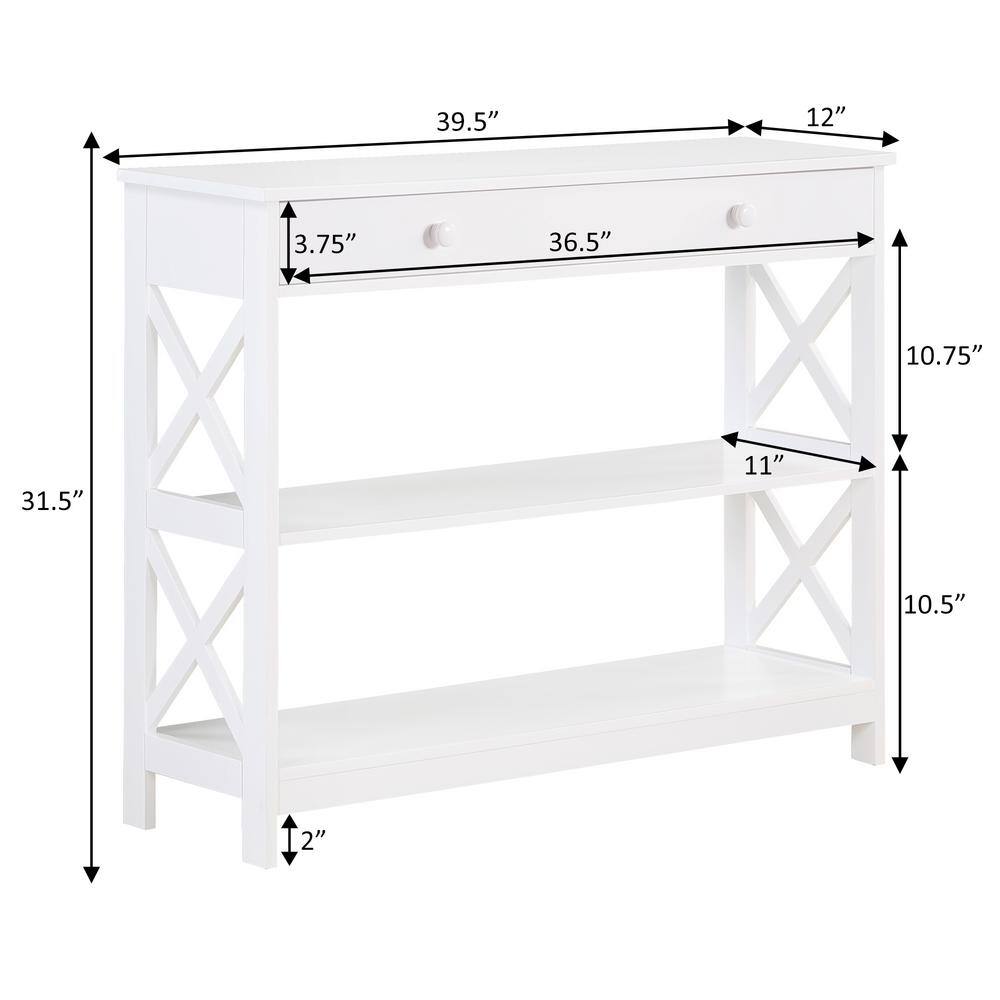Oxford White Console Table with Drawer and Shelves