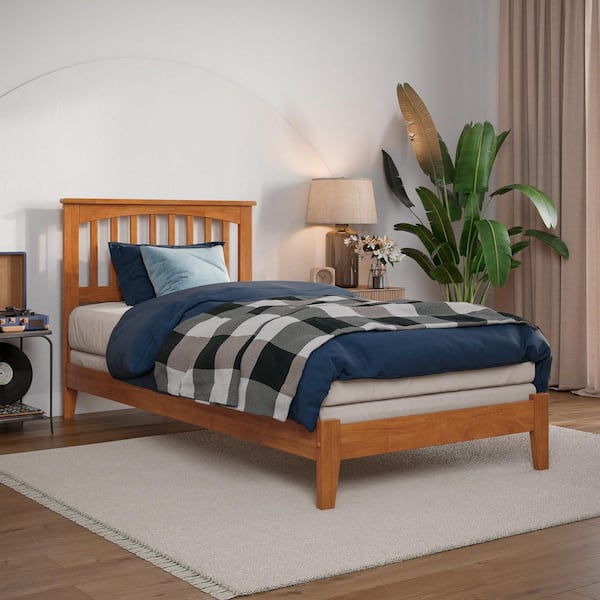 Mission Light Toffee Natural Bronze Solid Wood Frame Twin XL Foundation Panel Bed