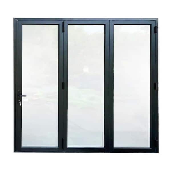 Forever Doors 75 Series 96 in. x 80 in. Matte Black Finish Right OutSwing Aluminum BiFolding Door