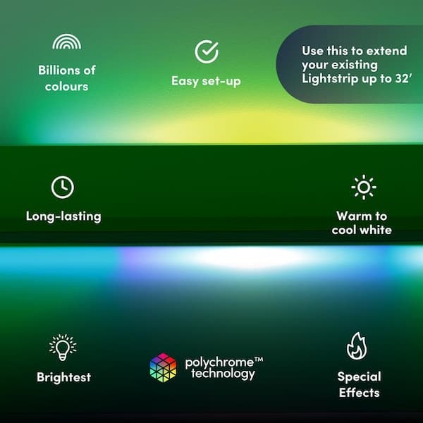 LIFX 40 in. Multi-Color Smart Wi-Fi LED Strip Light Extension, Works with Alexa/Hey Google/HomeKit/Siri - The Home Depot