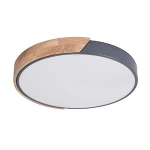 Luca 19.68 in. 1-Light Grey Dimmable 3000K Warm Light Integrated LED Flush Mount Light