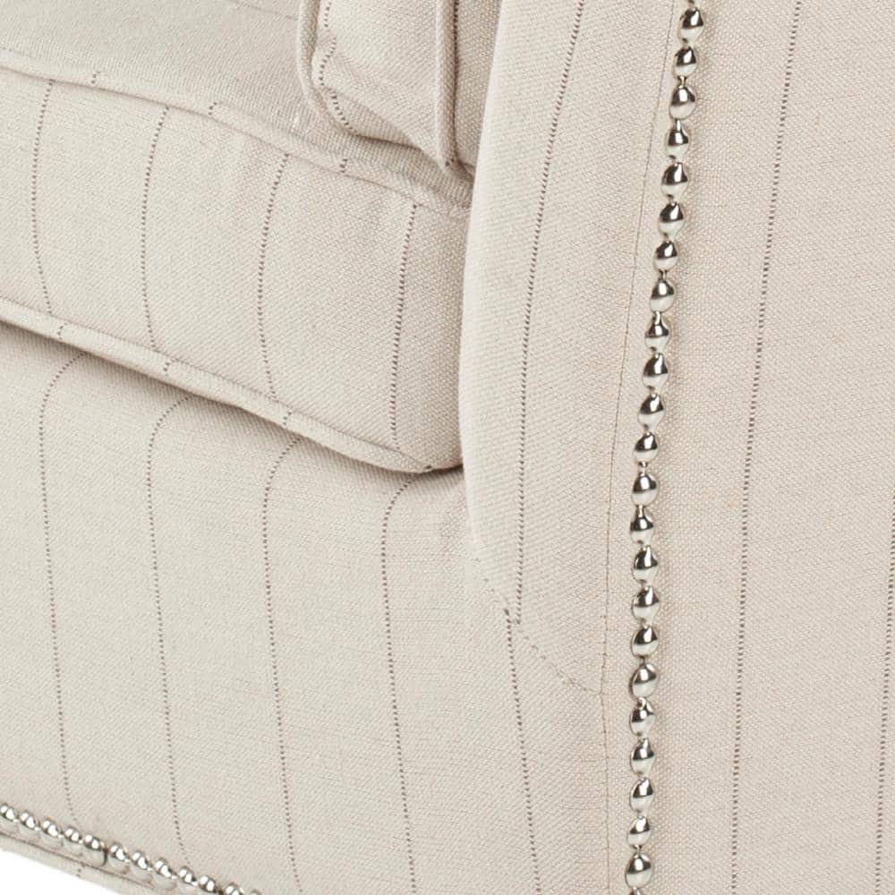 Flax Beige Linen Slipper Chair with Spindle Legs
