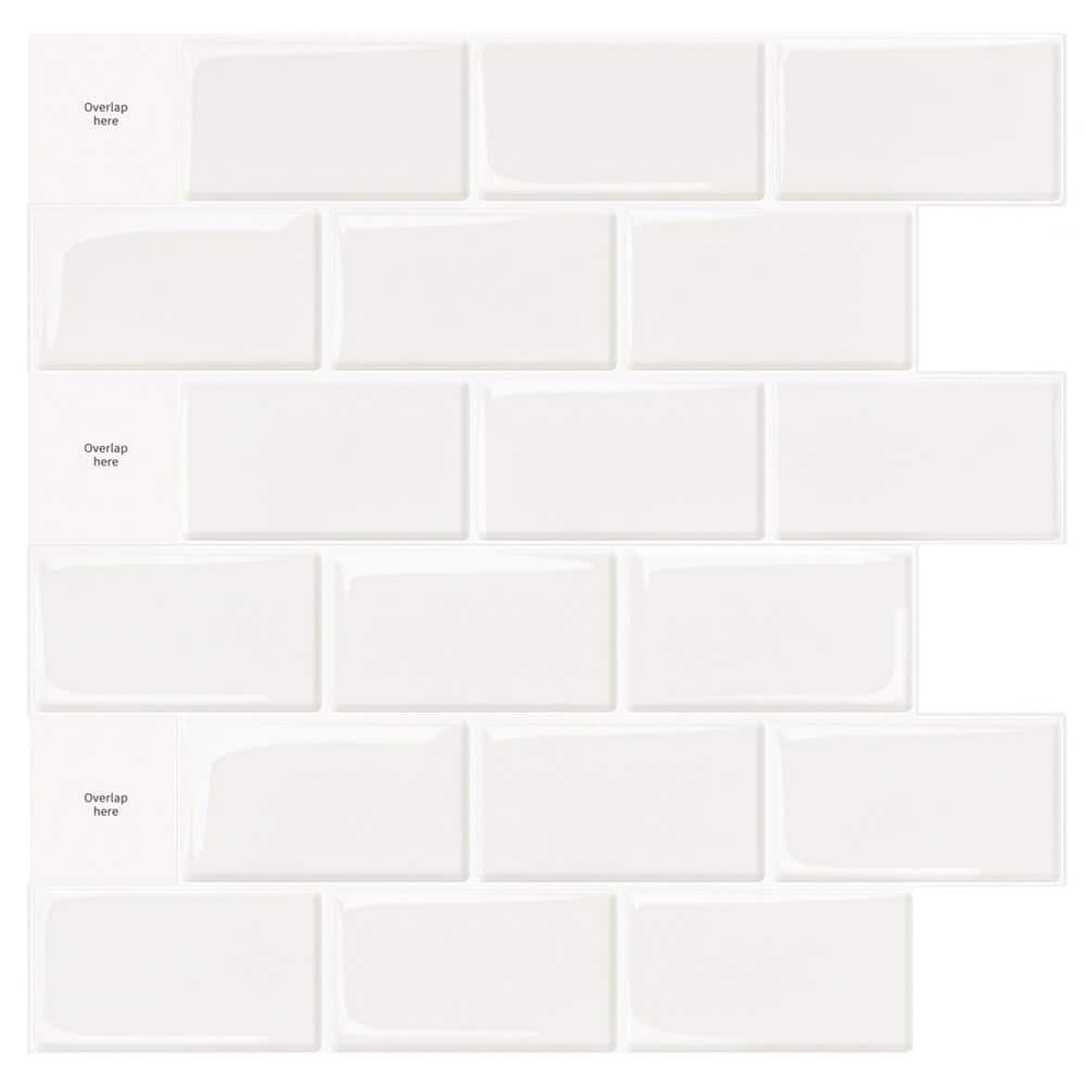 Art3d White Grout 12 in. x 12 in. Vinyl Peel and Stick Tile for Kitchen