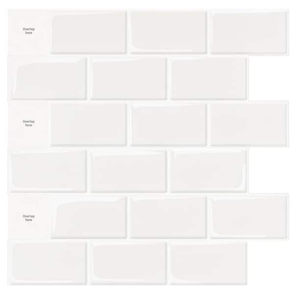 Art3d White Grout 12 in. x 12 in. Vinyl Peel and Stick Tile for Kitchen Island Walls, Bathroom Backsplashes (9.5 sq. ft./pack)