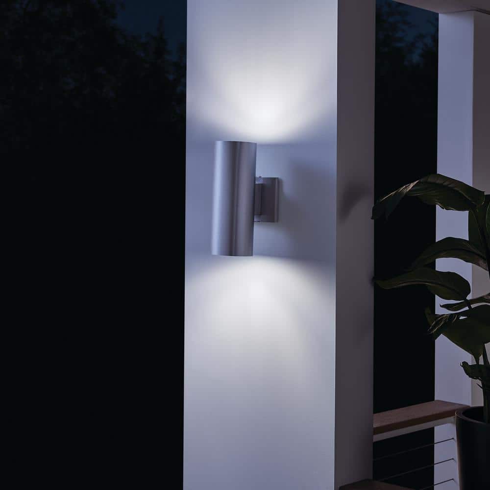 Brushed Aluminum 12" Modern Cylinder Wall Sconce