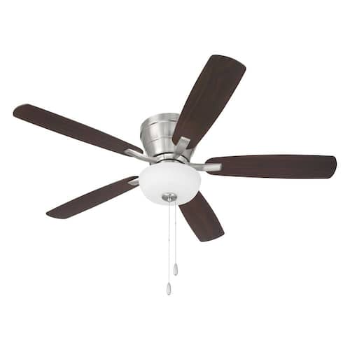 Wheeler 2-Light Bowl 52 in. Indoor Brushed Polished Nickel Finish Ceiling Fan with LED Bulbs Included Ceiling Fans With Lights