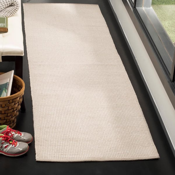 Montauk 2 ft. x 12 ft. Ivory/Gray Solid Color Runner Rug