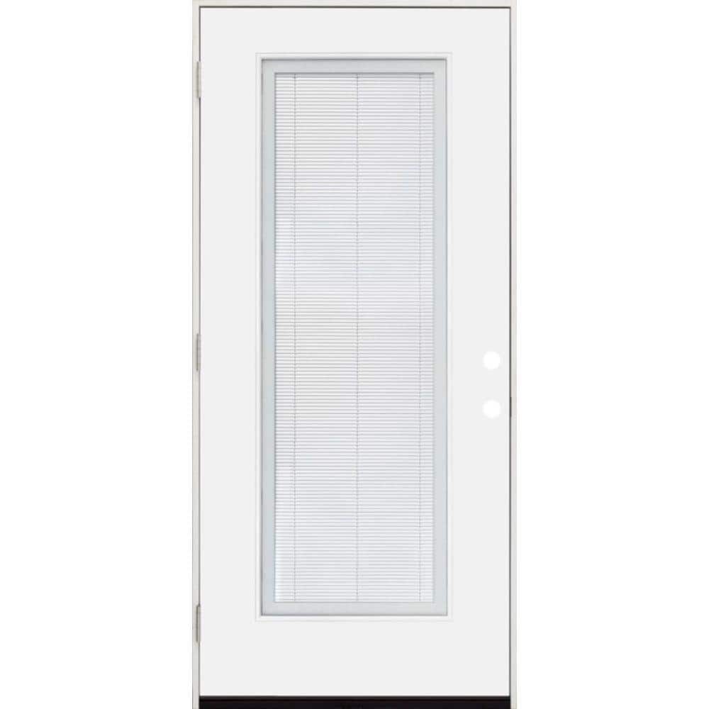 Legacy 32 in. x 80 in. Right-Hand/Outswing Full Lite Clear Glass Mini-Blind White Primed Fiberglass Prehung Front Door price history on PriceWatchPro