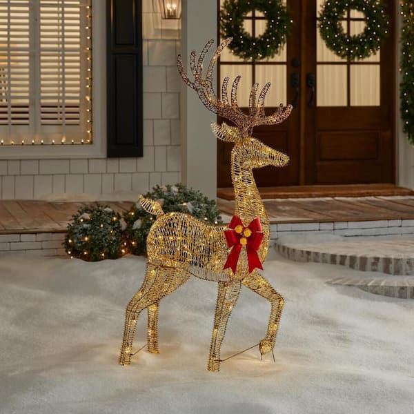 5 ft. Polar Wishes LED Golden Standing Buck Holiday Yard Decoration Y42