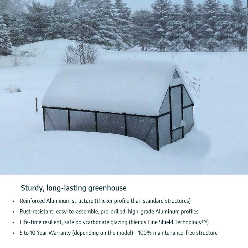 Silver Polycarbonate Aluminum Frame Walk-In Greenhouse 6' x 8'