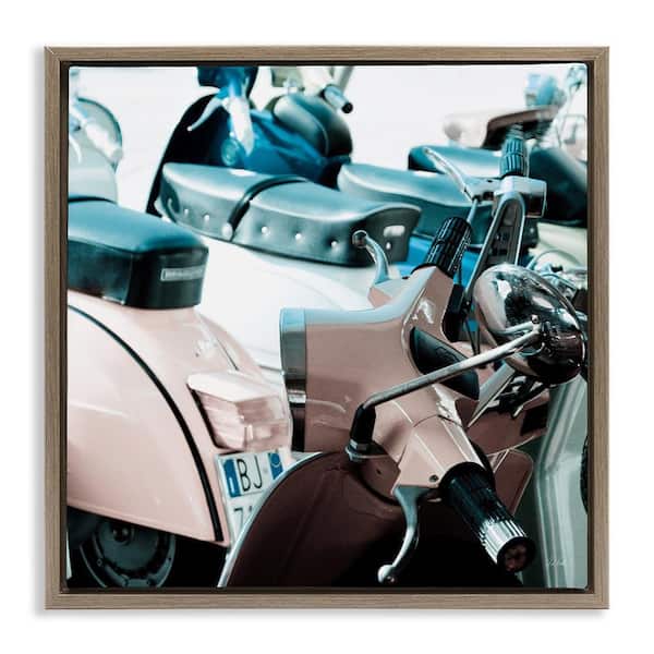 Stupell Industries Retro Italian Scooter by Deborah Revell Brown Floater Frame Typography Graphic Art Print 25 in. x 25 in.