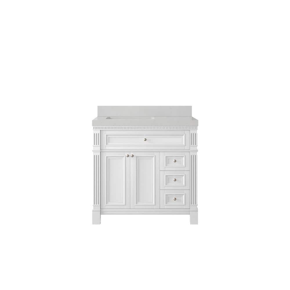 Paris 36 in. W x 22 in. D x 36 in. H Left Offset Sink Bath Vanity in White with 2 in. Carrara qt. Top price history on PriceWatchPro