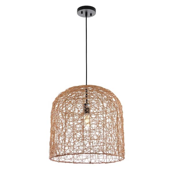 SAFAVIEH Bianco 4-Watt 1-Light natural Pendant Light with Rattan Shade