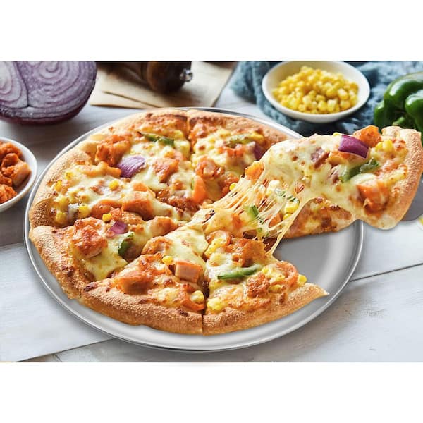 2-Piece Stainless Steel Pizza Pan Set Heavy Duty Round Baking Tray Crisper Sheet Oven Dishwasher Safe