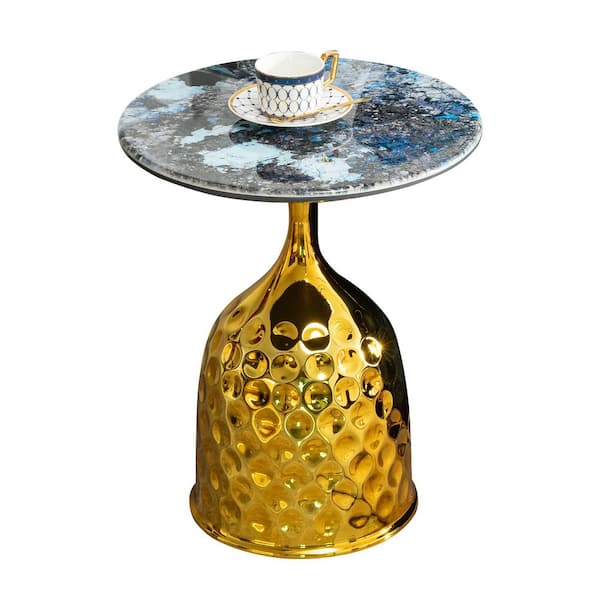 maocao hoom Sofa Side Table, Iron Round Tray Coffee Table, Bedroom Bedside Table/Leisure Table, Balcony Afternoon Tea Table