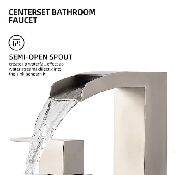 Zalerock Waterfall 8 in. Widespread Double Handle Low Arc Bathroom