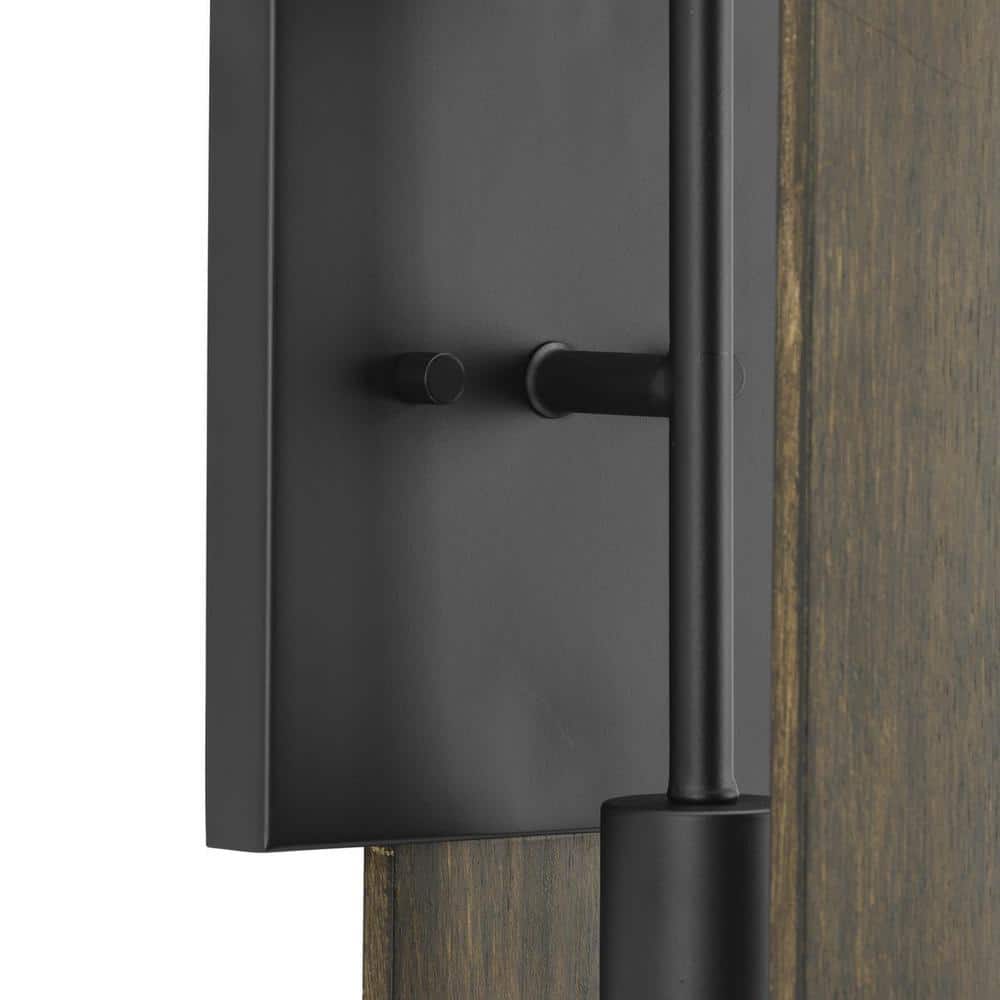 Matte Black Natural Wood Rectangle Wall Sconce
