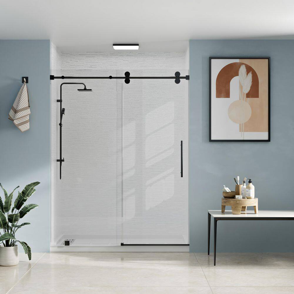 36 in. L x 60 in. W x 96 in. H Alcove Shower Stall/Kit Sliding Door in Matte Black with Left Drain and Rock Pattern price history on PriceWatchPro