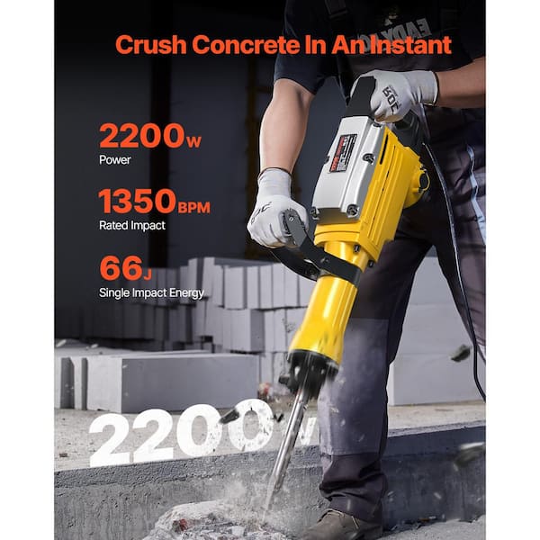 Demolition Jack Hammer, 29.72 x 6.5 in. 2200W Electric Jackhammer Heavy Duty, 1350 BPM Jack Hammer Concrete Breaker