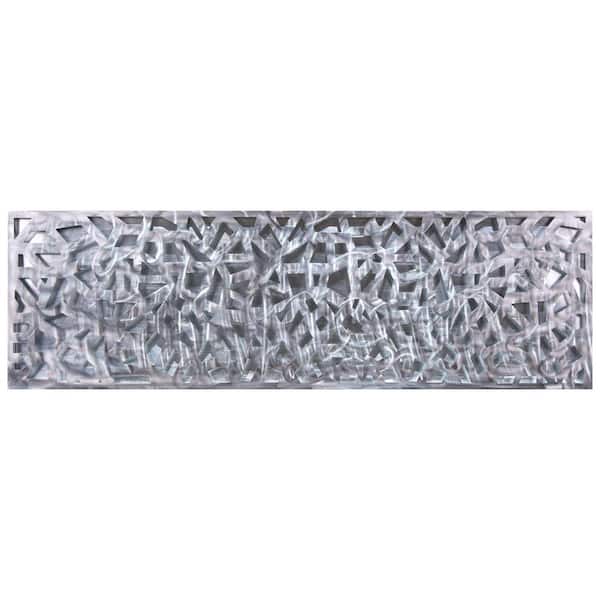 Empire Art Direct Shimmering Cascade Silver Leaf Encased on a 3D Polished Steel Abstract Metal Unframed Wall Art, 72 in. x 22 in.