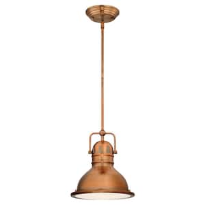 Boswell 1-Light Washed Copper LED Mini Pendant with Frosted Prismatic Acrylic Lens