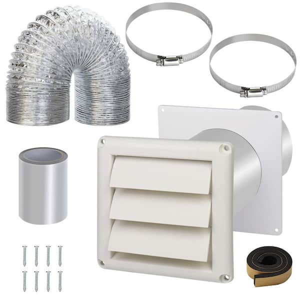4 in. Dryer Vent Kit with Hose, Duct Connector, Dryer Vent Hose Connector Wall Ducting Kit for Bathroom Ventilation