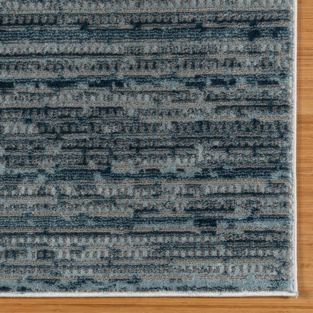 Blue and Gray Tufted Rectangular Synthetic Area Rug