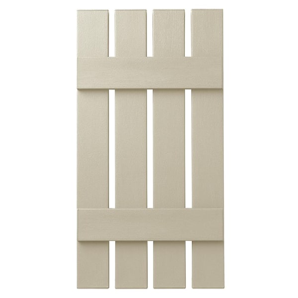 Ply Gem 16 in. x 31 in. Polypropylene 4-Board Open Board and Batten Shutters Pair in Sand Dollar
