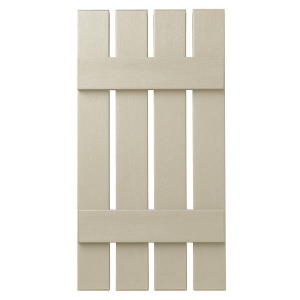 Ply Gem 16 in. x 35 in. Polypropylene 4-Board Open Board and Batten Shutters Pair in Sand Dollar
