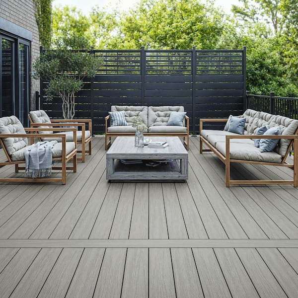 Summit 1 in. x 5-1/2 in. x 12 in. Glacier Gray Grooved Composite Deck Board Sample