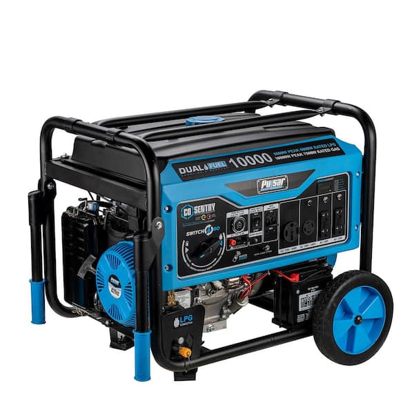 Pulsar 10,000/8,000 -Watt Dual-Fuel Gasoline and Propane with Recoil, Remote and Push to Start Portable Generator, CO Shutoff