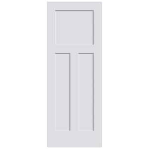 26 in. x 80 in. 3-Panel Shaker Solid MDF Core White Primed Pine Wood and MDF Interior Door Slab