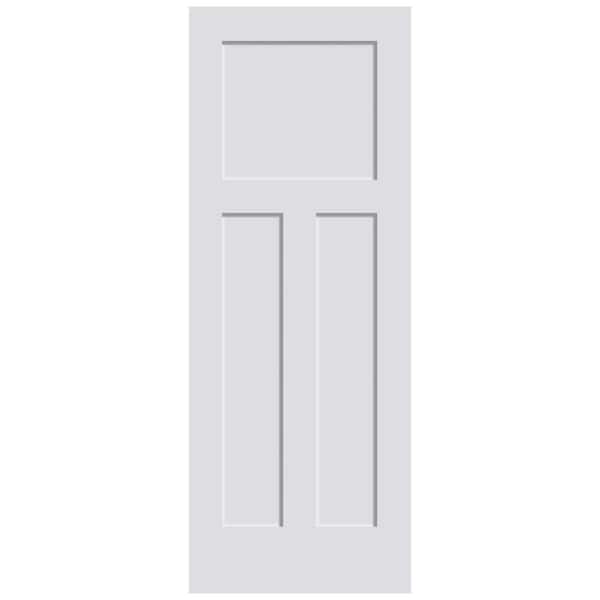 Unbranded 32 in. x 80 in. 3-Panel Shaker Solid MDF Core White Primed Pine Wood and MDF Interior Door Slab