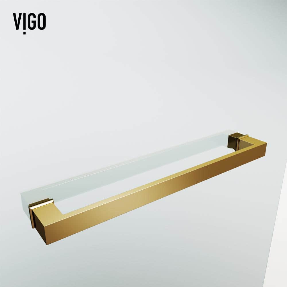 Matte Gold Frameless Hinged Tub Door with Clear Glass