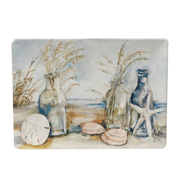 Certified International Coastal Landscape 10 in. Assorted Colors Earthenware Rectangular Platter