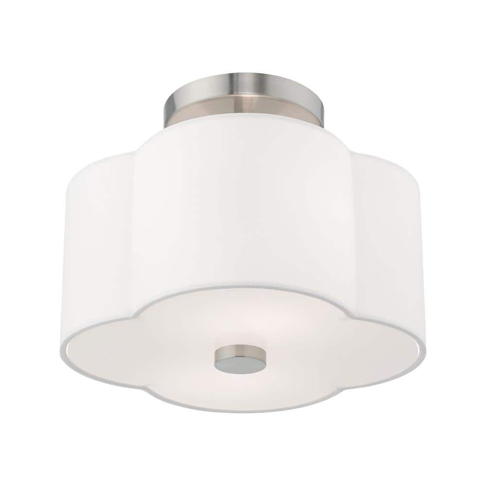 Chelsea Brushed Nickel 2-Light Indoor/Outdoor Drum Ceiling Fixture