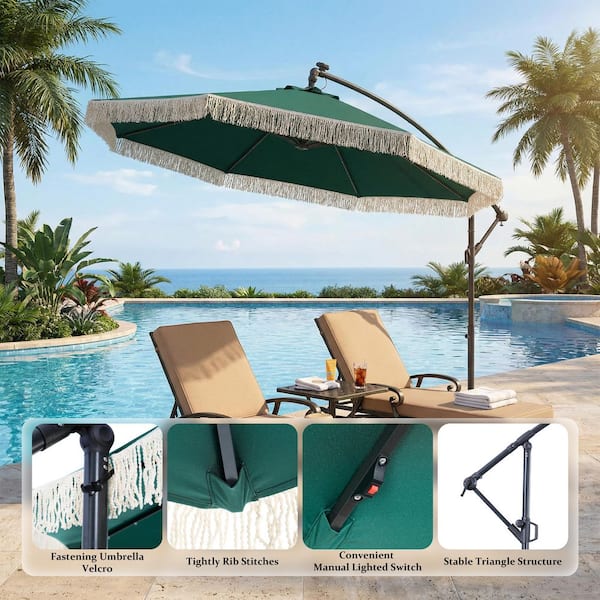 15 ft outdoor patio umbrella 15FT Patio Outdoor Umbrella Double Sided Large Umbrella Khaki