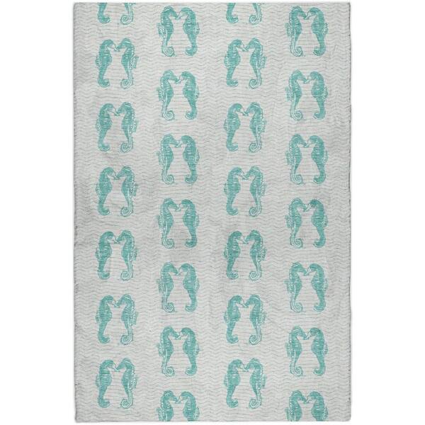 Dream Shag Premium Machine Washable Abstract ADS194 Aqua 9 ft. x 12 ft. Area Rug