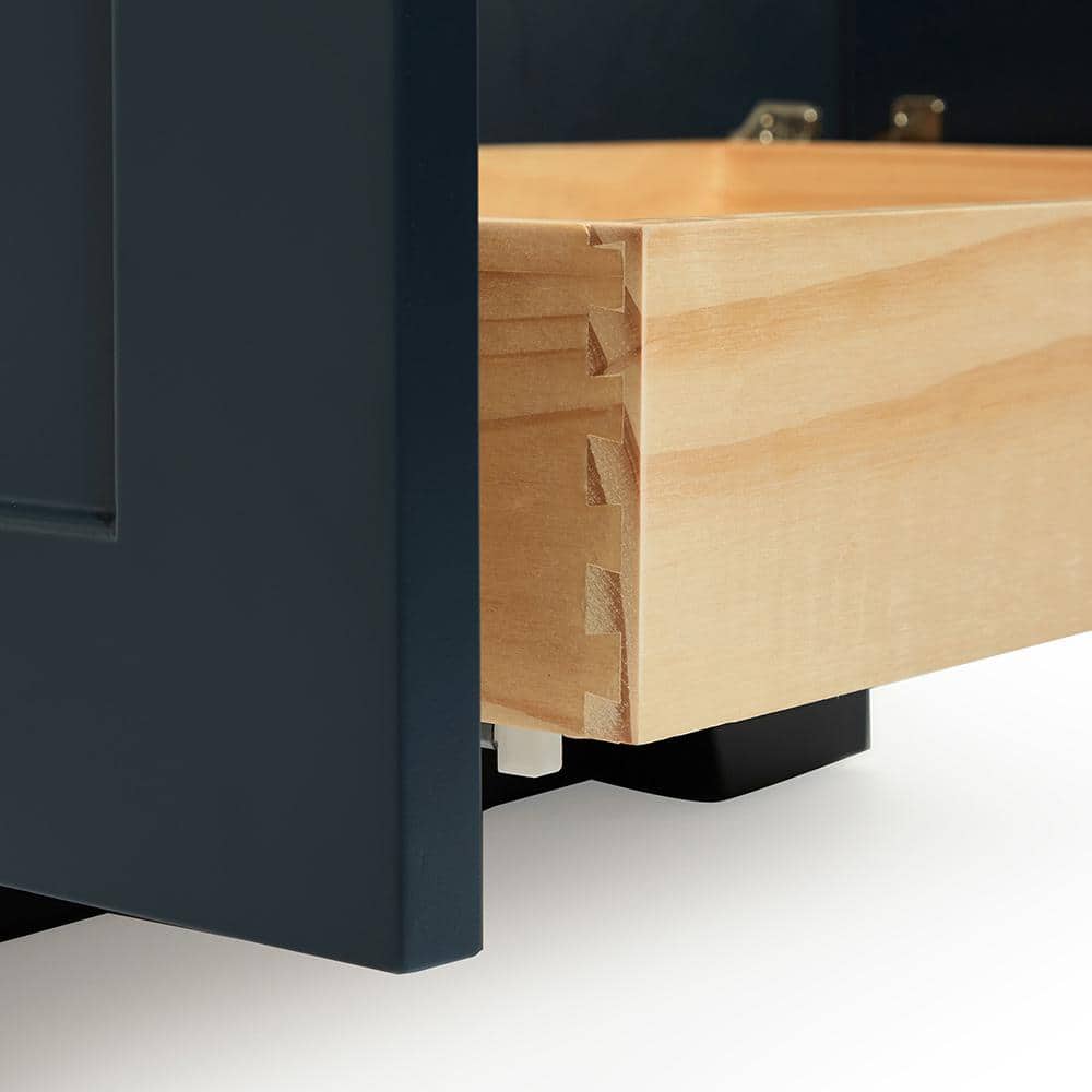 Midnight Blue Marble Top Single Sink Vanity with Gold Hardware