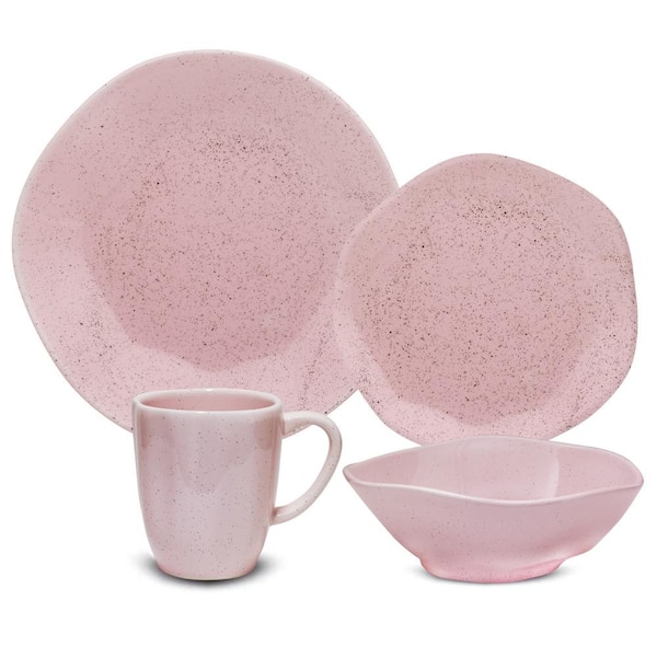 Manhattan Comfort RYO 24-Piece Casual Pink Porcelain Dinnerware Set (Service for 6)