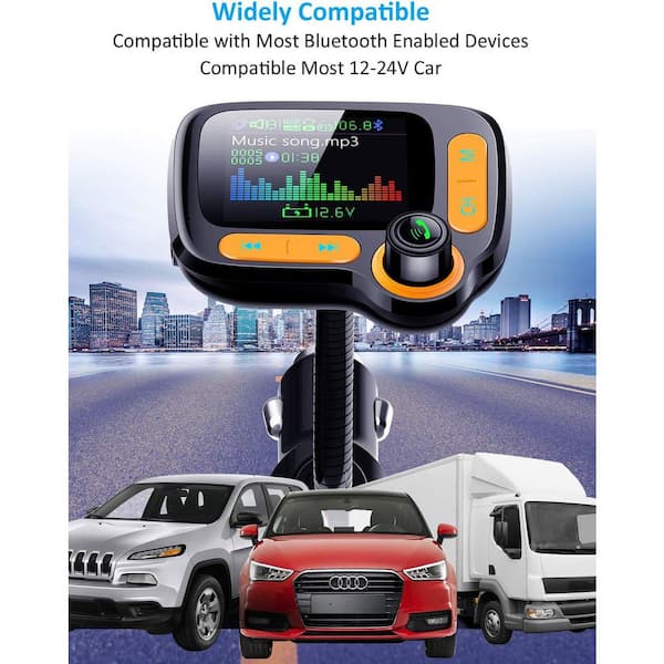 OBJLGEV Bluetooth FM Transmitter Car Adapter Wireless Handsfree